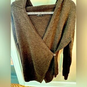Betabrand Wrap Wool Blend Hoodie Thumb Hole Cardigan Chocolate Brown size S/M